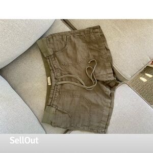 Lucky Brand Women's Olive Green Linen Shorts Size M Casual Summer